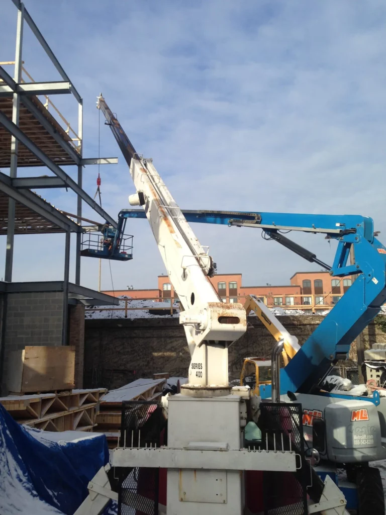 Beam installation with crane